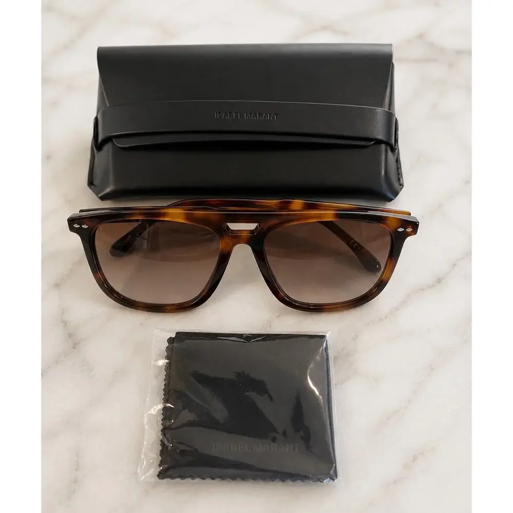 Isabel Marant IM007/S Tortoiseshell Double Bridge Sunglasses 56mm w/ Case